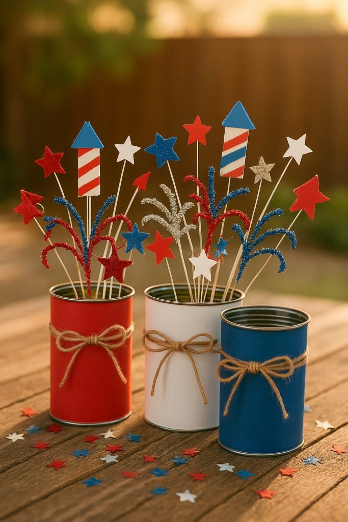 Tin Can Firework Centerpieces