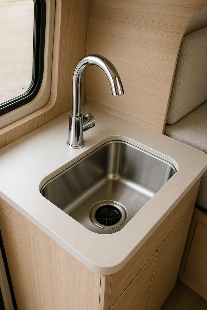 Touchless Faucet and Compact Sink