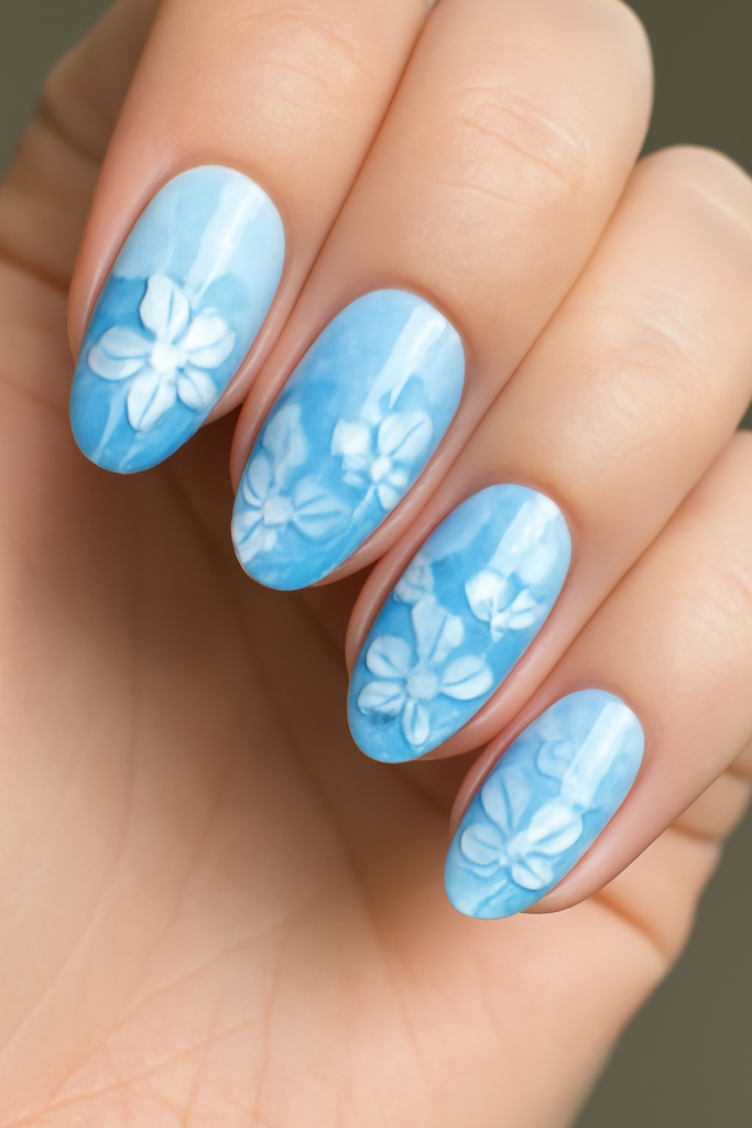 Watercolor Blue and White Florals