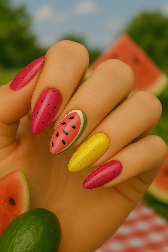 Watermelon Nails for a Fun Summer Snack