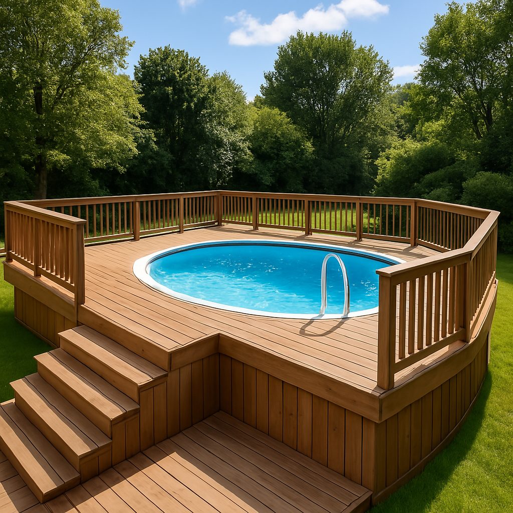Above-Ground Pool Deck with Wraparound Access