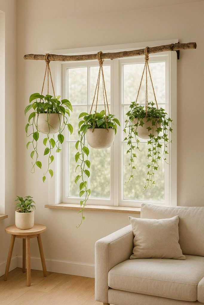 Branch Curtain Rod Planters