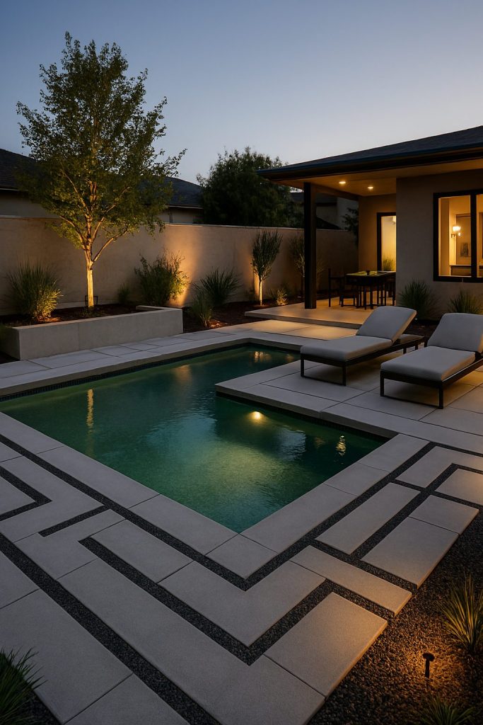 Concrete Surround with Geometric Flair