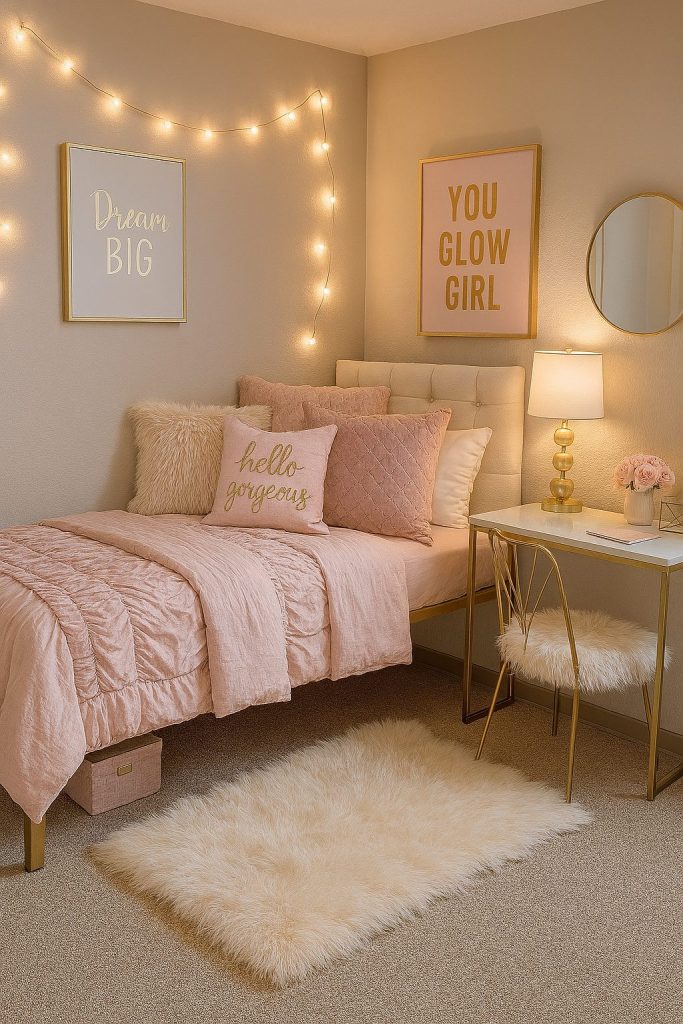 Glam Pink Dorm Room