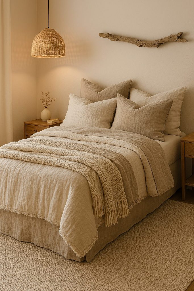 Layered Neutral Bedding with Natural Textures