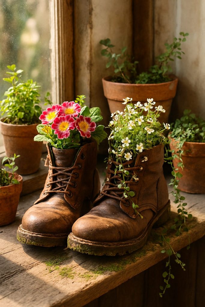 Upcycled Boot Planters