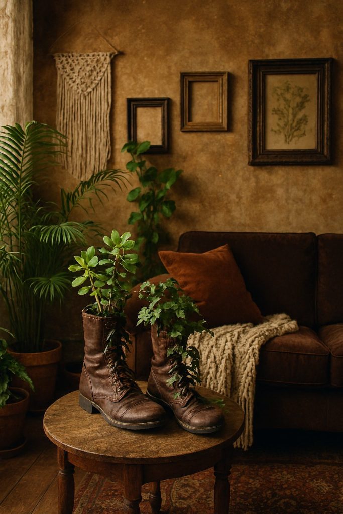 Upcycled Boot Planters & Eclectic Touches