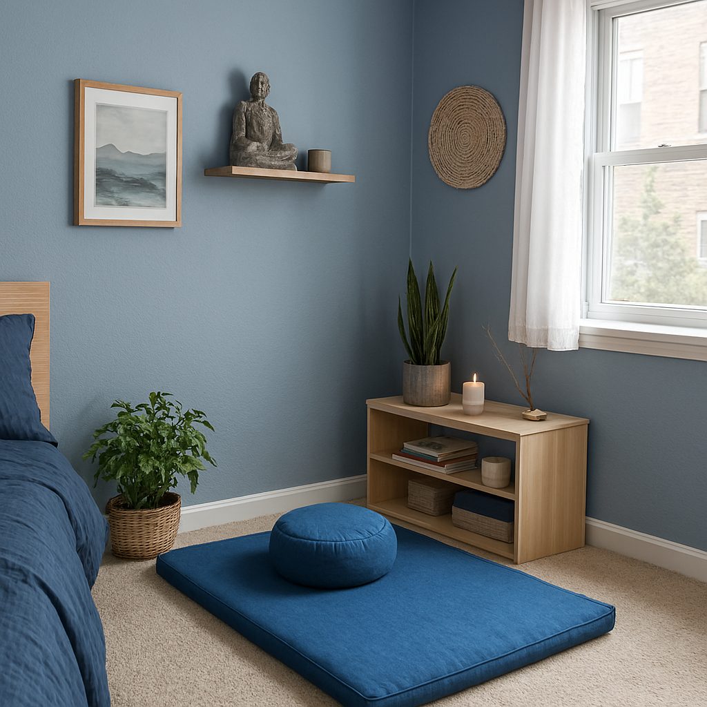 Zen Corner with Blue Meditation Mat
